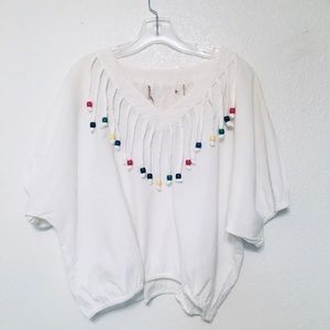 💐VTG 70's beaded boho peasant top